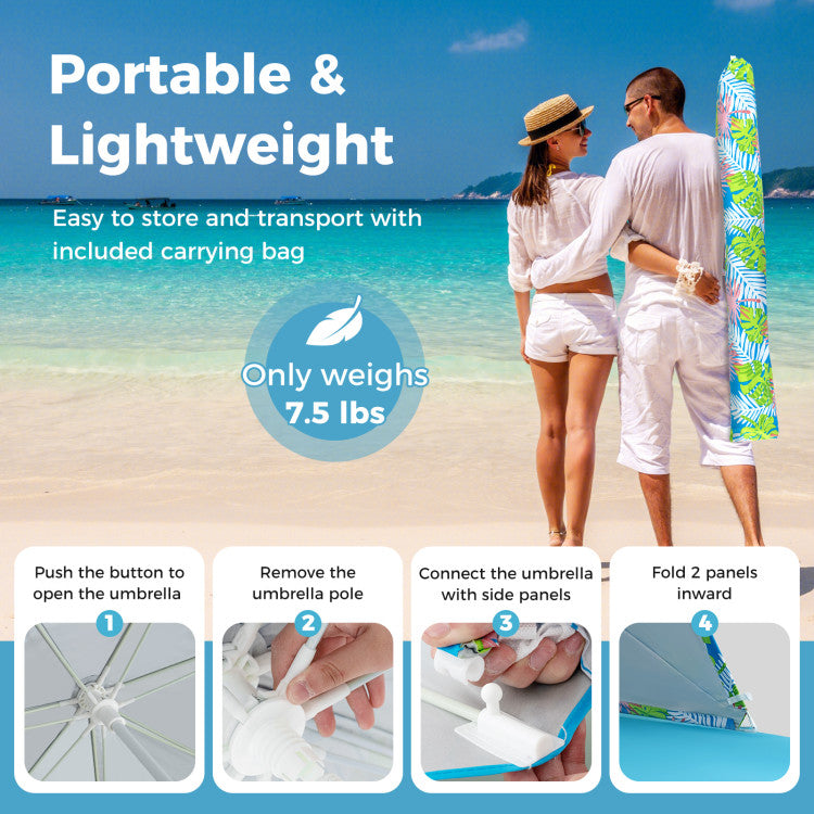 UPF50+ Sun Protection Beach Umbrella Tent with Portable Carrying Bag
