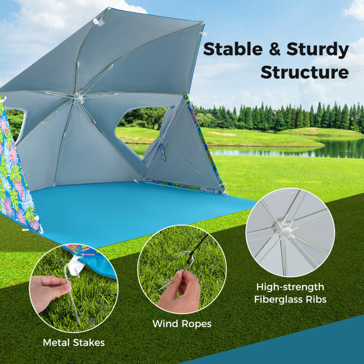 UPF50+ Sun Protection Beach Umbrella Tent with Portable Carrying Bag