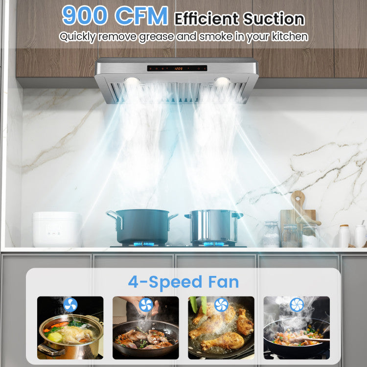 36/30 Inch Under Cabinet Range Hood 900 CFM Kitchen Vent with 4 Fan Speed