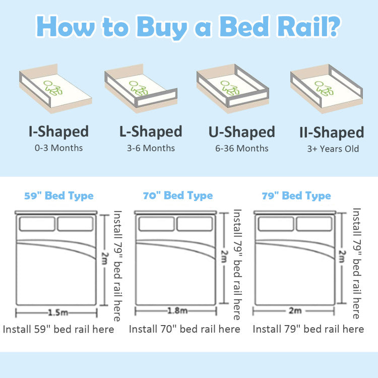 Vertical Lifting Bed Rail for Toddlers with Double Lock