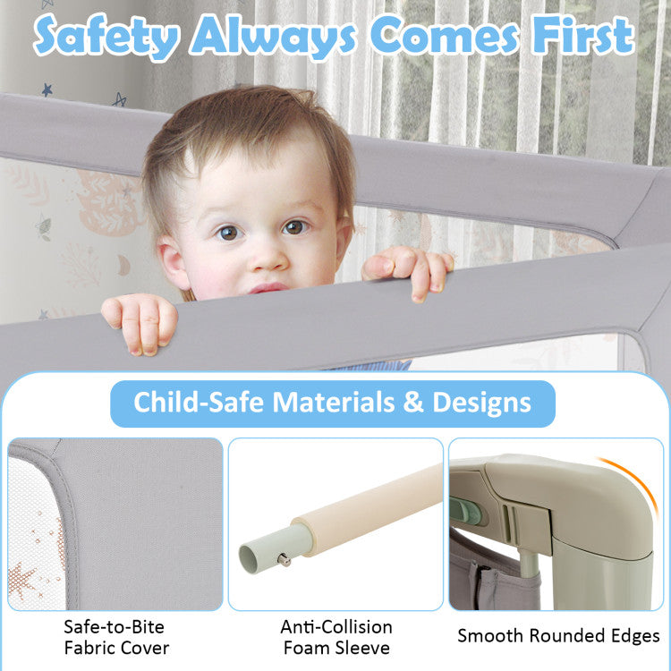 Vertical Lifting Bed Rail for Toddlers with Double Lock