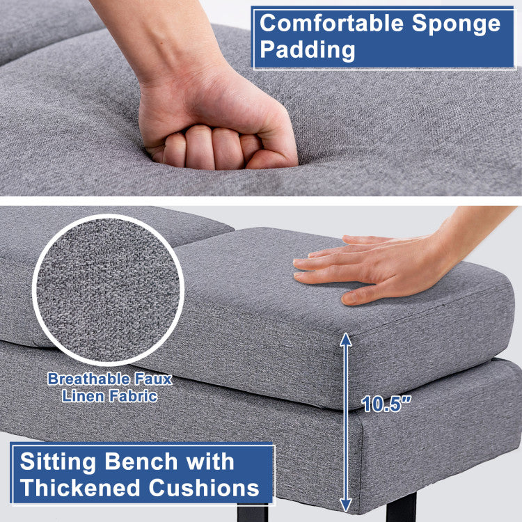 Waiting Room Bench Seating Long Bench with Metal Frame Leg