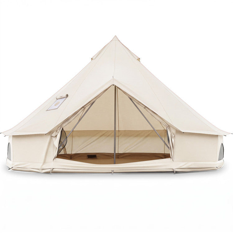Waterproof Bell Tent with Stove Jack Accommodates and Mesh Windows Doors