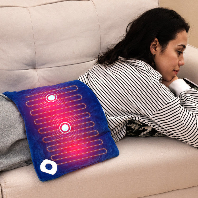 Weighted Heating Pad Electric Heated Pad with 2 Massagers Massaging Vibration