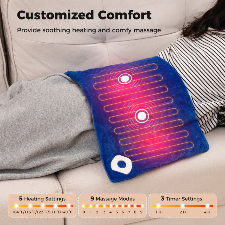 Weighted Heating Pad Electric Heated Pad with 2 Massagers Massaging Vibration