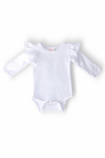 White L/S Flutter Bodysuit