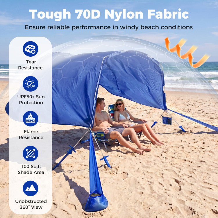 Wind Powered Beach Tent Portable Sun Shelter Canopy for Picnic