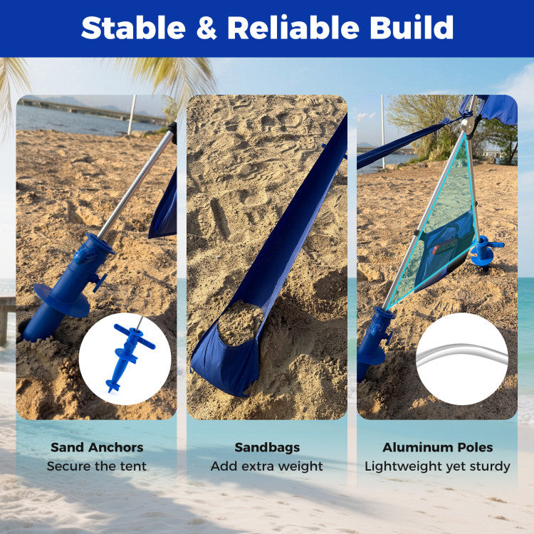 Wind Powered Beach Tent Portable Sun Shelter Canopy for Picnic