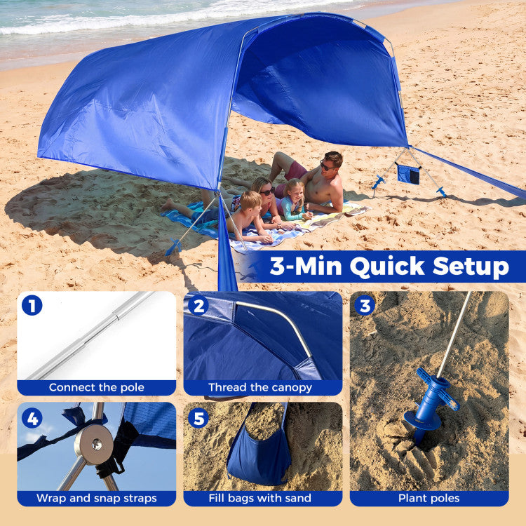Wind Powered Beach Tent Portable Sun Shelter Canopy for Picnic