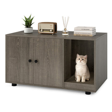 Wooden Cat Litter Box Enclosure Hidden Litter Box Furniture with Scratching Board