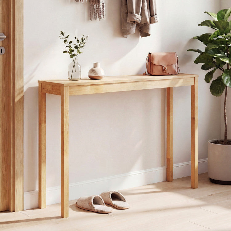 Wooden Console Table Modern Farmhouse Sofa Table with Thickened Top