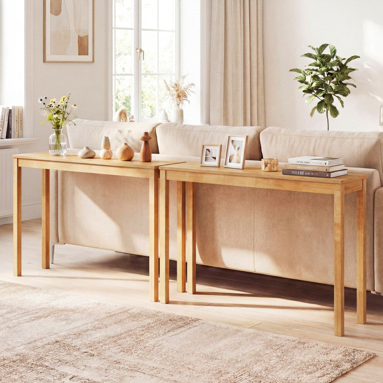 Wooden Console Table Modern Farmhouse Sofa Table with Thickened Top