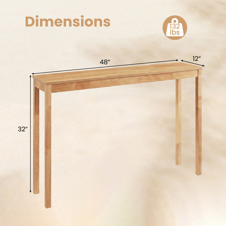 Wooden Console Table Modern Farmhouse Sofa Table with Thickened Top
