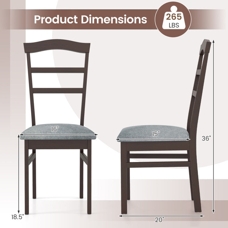 Wooden Dining Chair Set of 2 Linen Fabric Upholstered Kitchen Chairs Farmhouse Side Accent Chairs