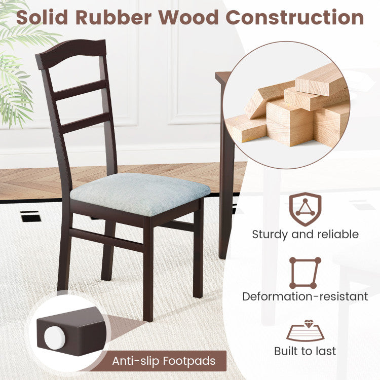 Wooden Dining Chair Set of 2 Linen Fabric Upholstered Kitchen Chairs Farmhouse Side Accent Chairs