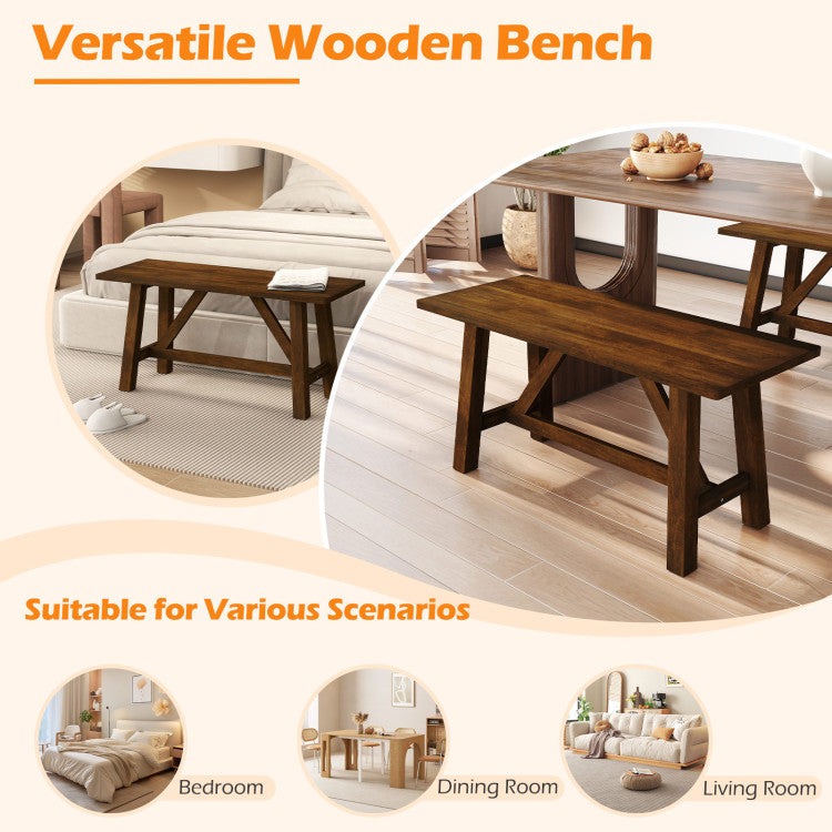 Wooden Entryway Bench Farmhouse Dining Bench with 400 LBS Weight Capacity