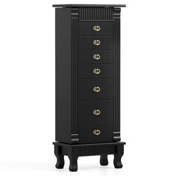 Wooden Jewelry Armoire Cabinet Storage Chest with Drawers and Swing Doors