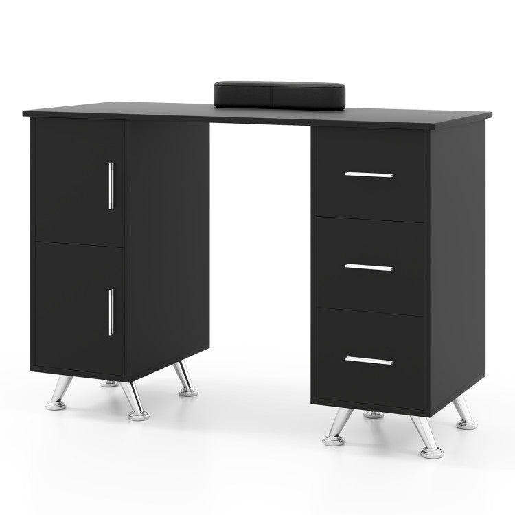Wooden Manicure Table Nail Desk with Drawers Wrist Rest