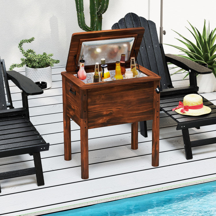 Wooden Patio Cooler with 3 Handles and Bottle Opener