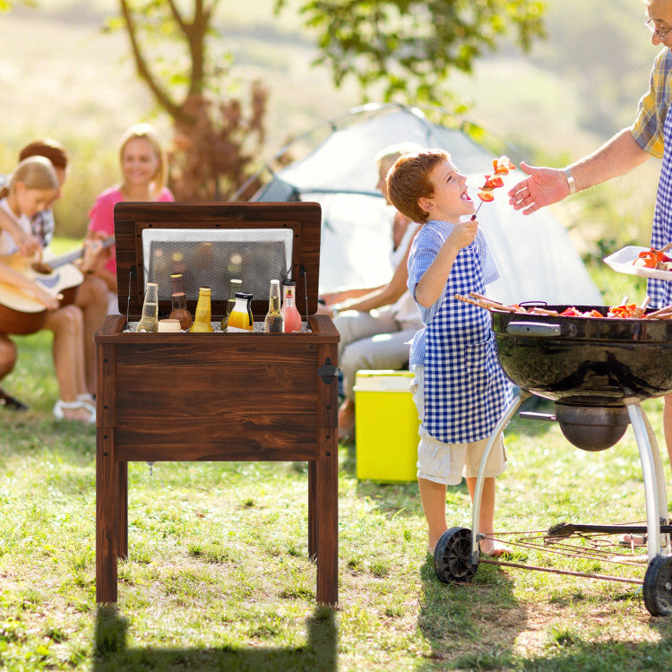 Wooden Patio Cooler with 3 Handles and Bottle Opener