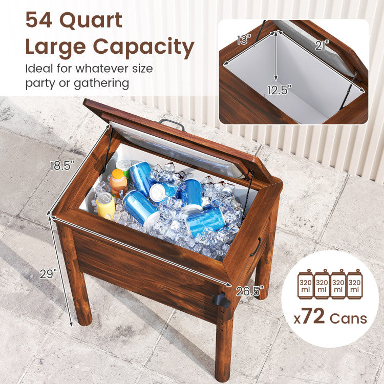 Wooden Patio Cooler with 3 Handles and Bottle Opener