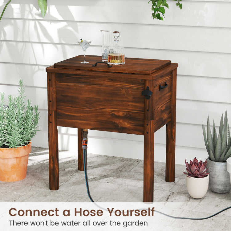 Wooden Patio Cooler with 3 Handles and Bottle Opener