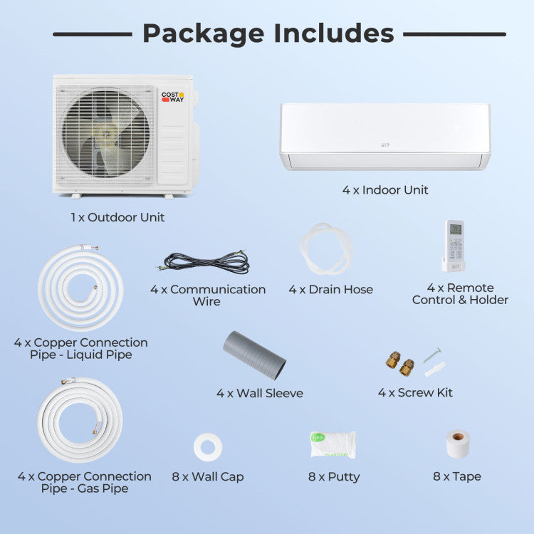 X-Pro 35000 BTU 4 Zone 22.5 SEER2 Mini Split AC with Heat Pump