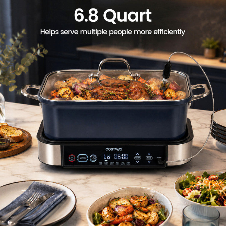 6-in-1 Programmable Slow Cooker with Keep Warm Functions and Adjustable Timer Control
