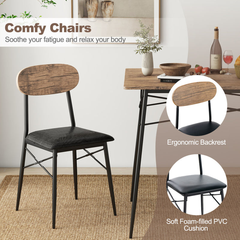 4 Piece Dining Table Set with Bench and 2 Chairs