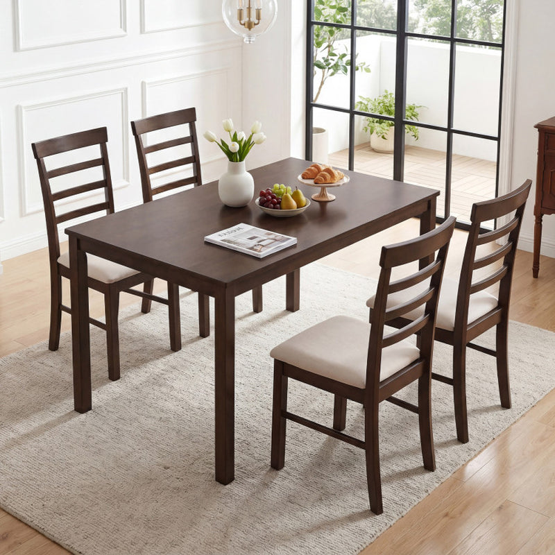 5-Piece Dining Table Set for 4 with Upholstered Chairs for Small Space and Dining Room