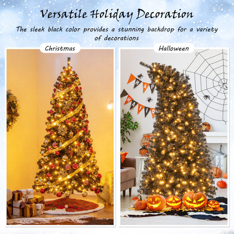 6/7 FT Artificial Christmas Tree with Bendable Top Section and Warm Light