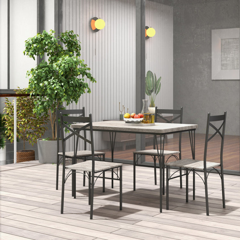 5 Pieces Dining Table Set with Metal Frame for Kitchen Dining Room