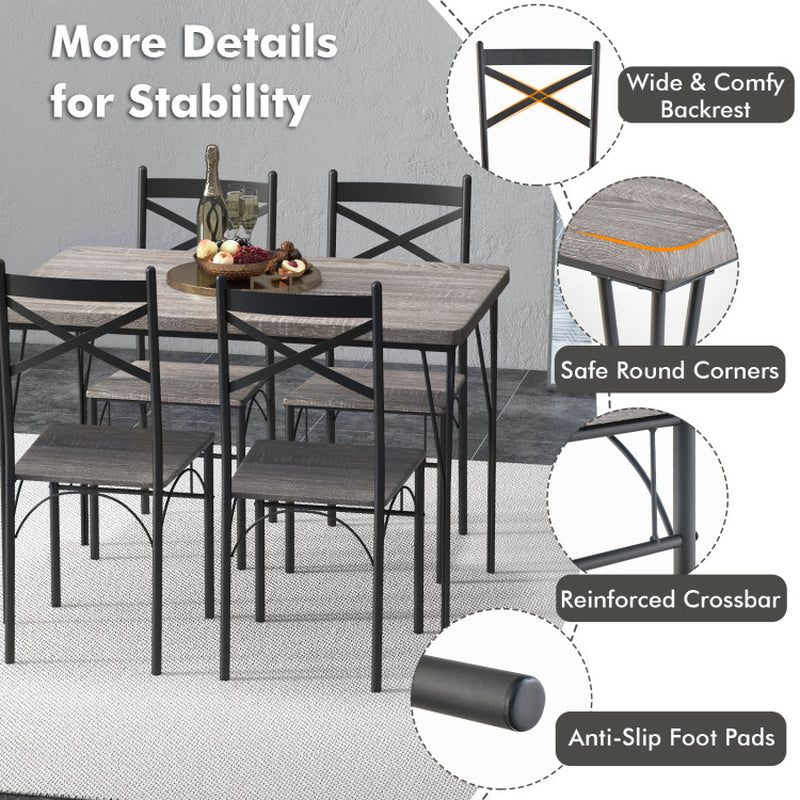 5 Pieces Dining Table Set with Metal Frame for Kitchen Dining Room