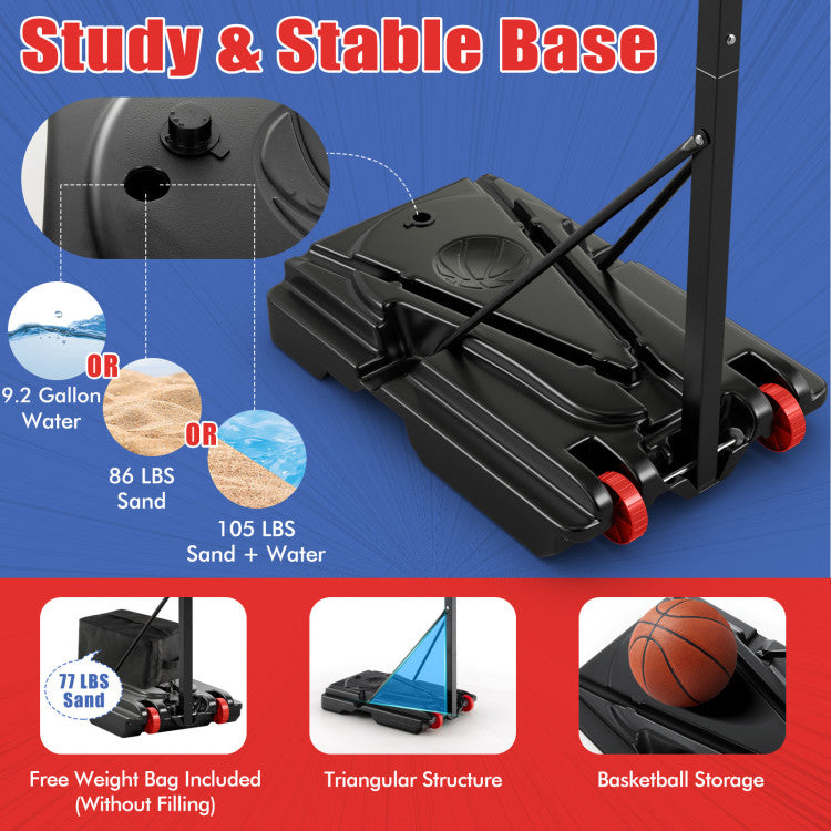 Basketball Hoop with 5-10 Feet Adjustable Height for Indoor Outdoor