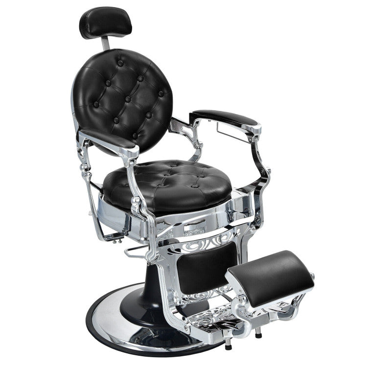 Vintage Barber Chair with Adjustable Height and Headrest