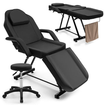 73 Inch Facial Chair Set with Removable Headrest Detachable Armrests and Towel Rack