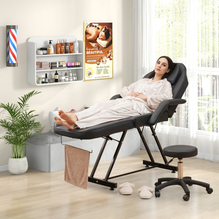 73 Inch Facial Chair Set with Removable Headrest Detachable Armrests and Towel Rack