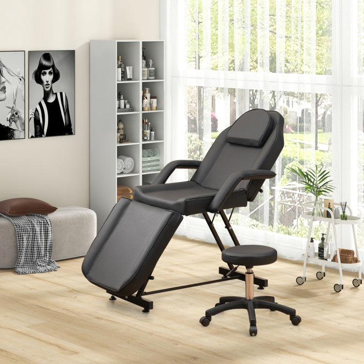 73 Inch Facial Chair Set with Removable Headrest Detachable Armrests and Towel Rack