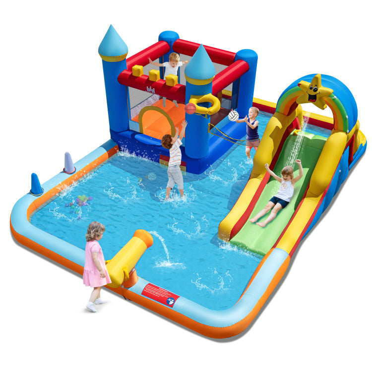 Inflatable Water Slide Park with Climbing Wall and Splash Pool
