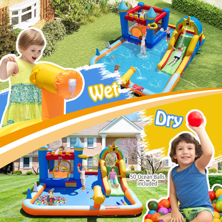 Inflatable Water Slide Park with Climbing Wall and Splash Pool