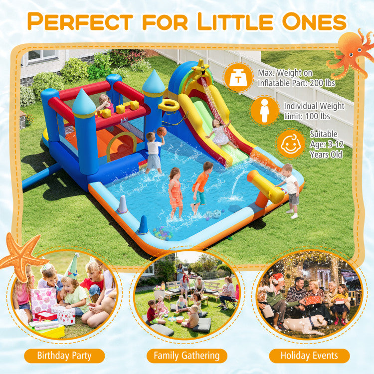 Inflatable Water Slide Park with Climbing Wall and Splash Pool