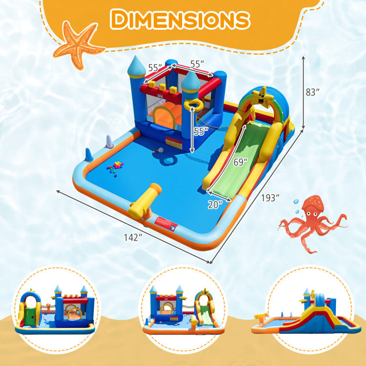 Inflatable Water Slide Park with Climbing Wall and Splash Pool