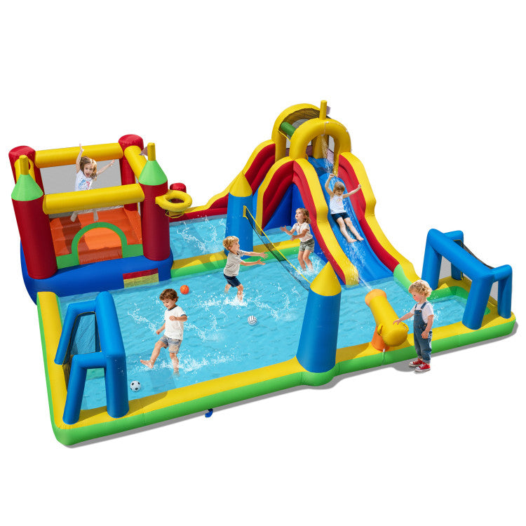 Inflatable Water Slide Bounce House 9-in-1 Jumping Castle with Climbing Wall