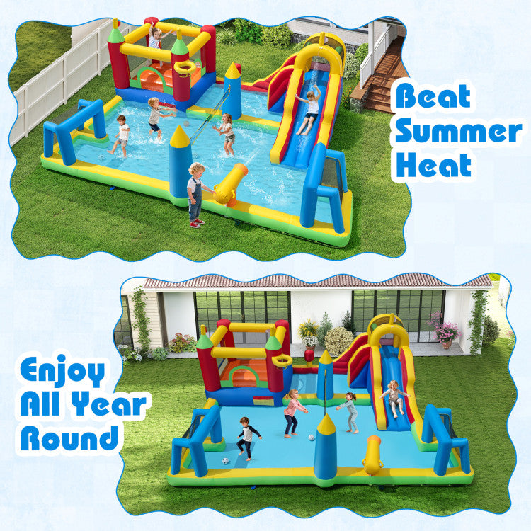 Inflatable Water Slide Bounce House 9-in-1 Jumping Castle with Climbing Wall