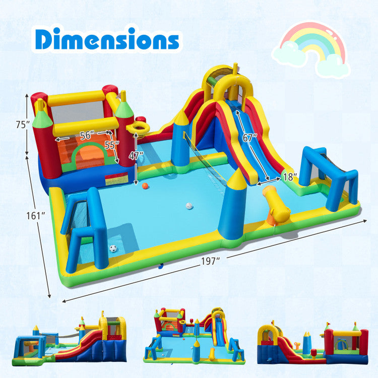 Inflatable Water Slide Bounce House 9-in-1 Jumping Castle with Climbing Wall