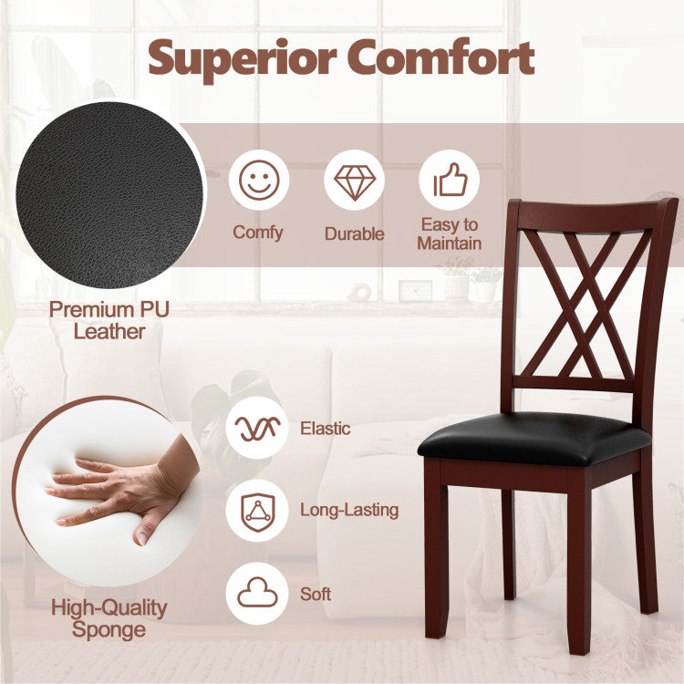 Set of 2 Dining Chair with Backrest and Padded Seat