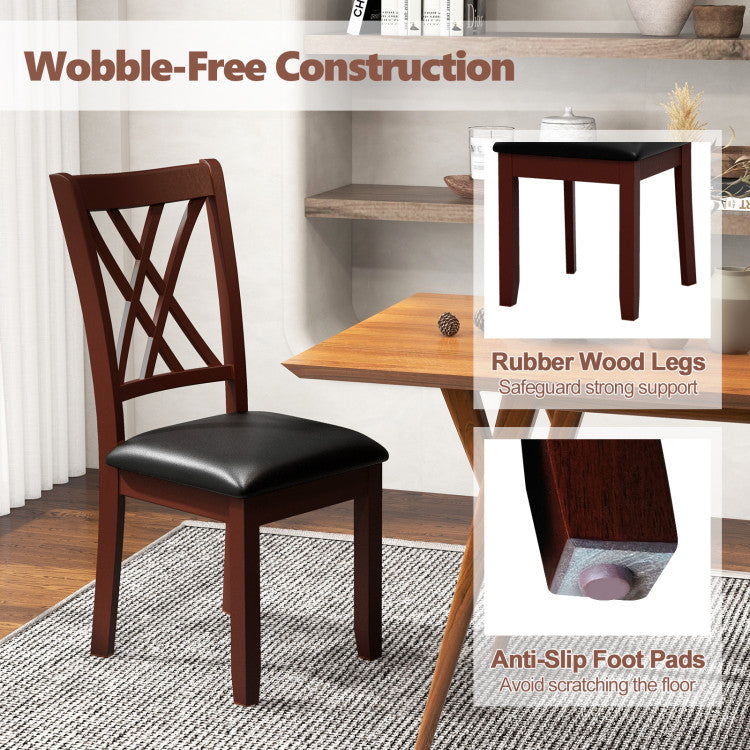 Set of 2 Dining Chair with Backrest and Padded Seat