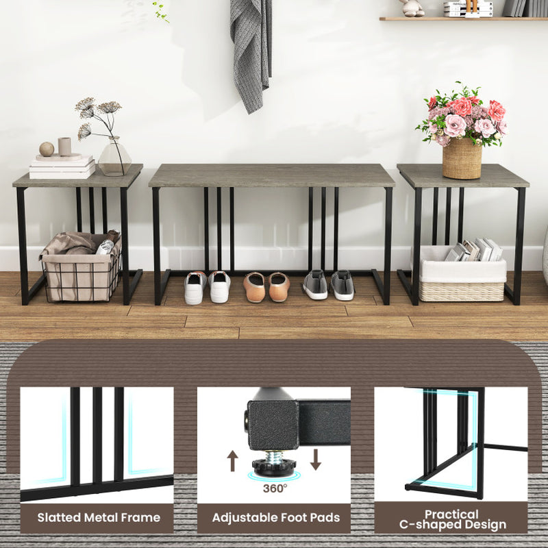 4 Pieces Space-Saving Dining Table Set with Bench and 2 Stools