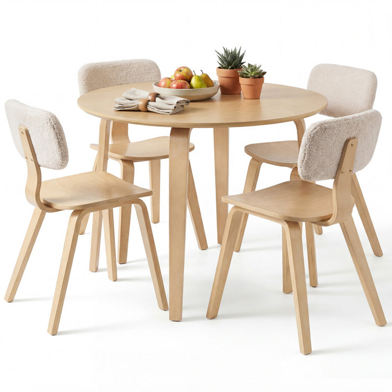 5 Piece Dining Table Set with 4 Padded Dining Chairs and Rubber Wood Table