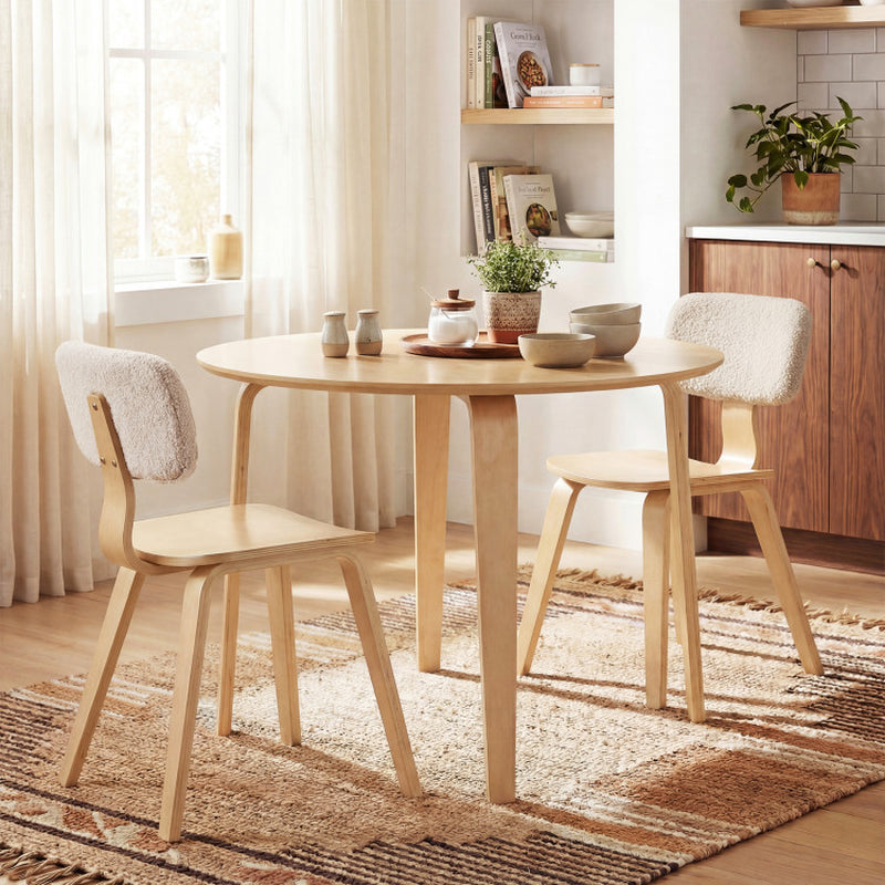 3 Piece Dining Table Set with 2 Padded Dining Chairs and Rubber Wood Table